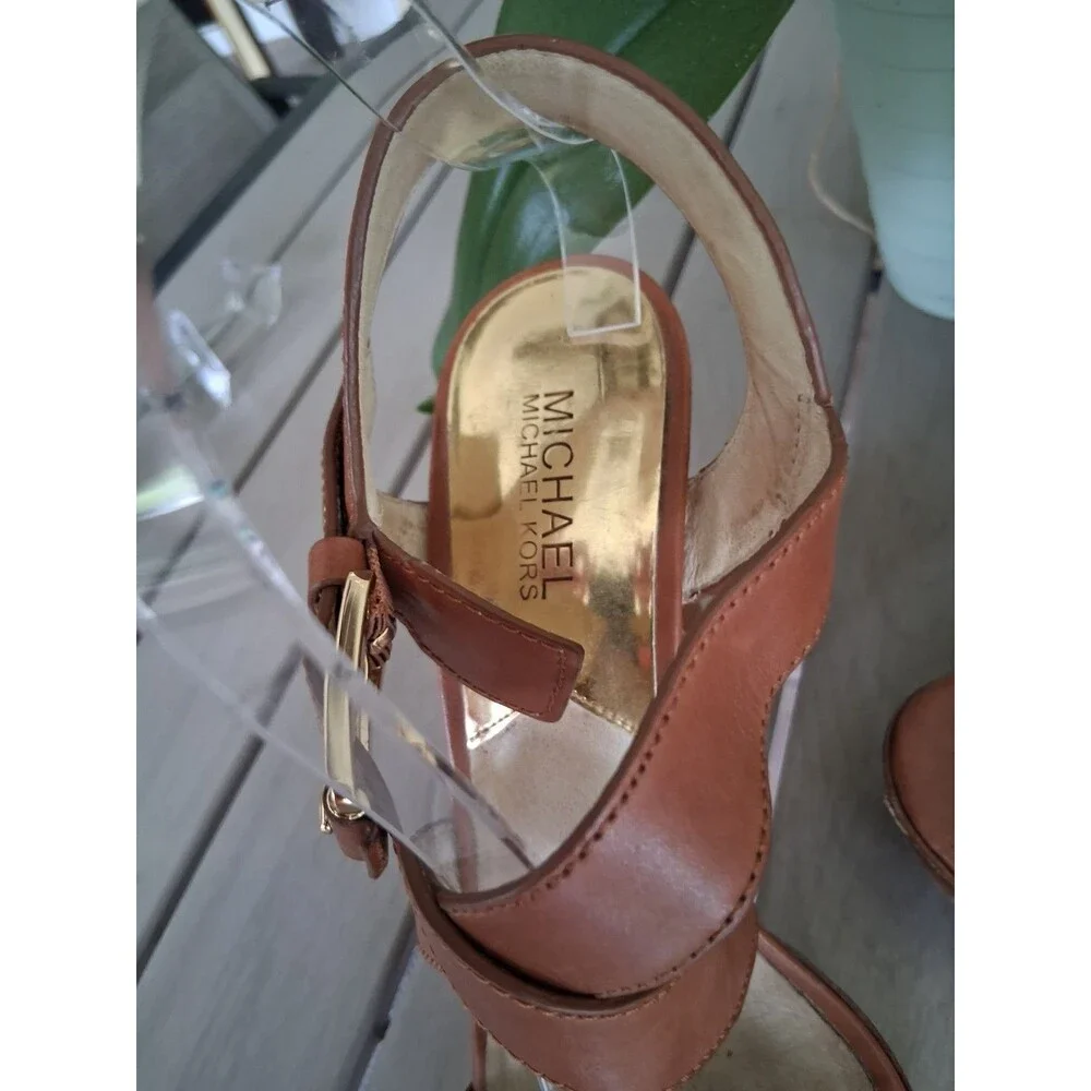 Michael by Michael Kors Calder Platform Sandals Heels, Brown, Size 9 SB6